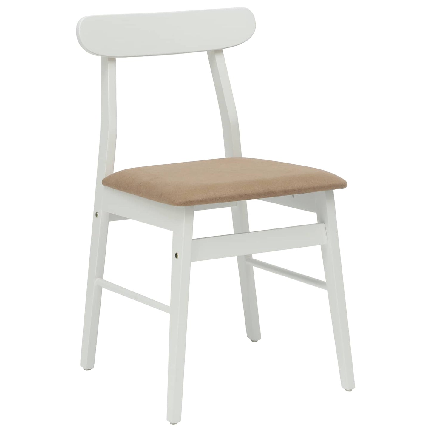 vidaXL Dining Chair 2 pcs White and Brown Solid Rubber Wood