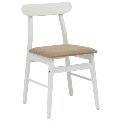 vidaXL Dining Chair 2 pcs White and Brown Solid Rubber Wood