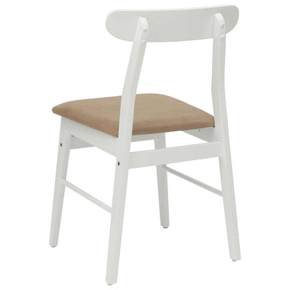 vidaXL Dining Chair 2 pcs White and Brown Solid Rubber Wood