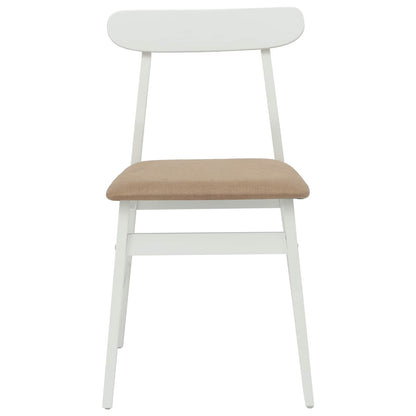 vidaXL Dining Chair 2 pcs White and Brown Solid Rubber Wood