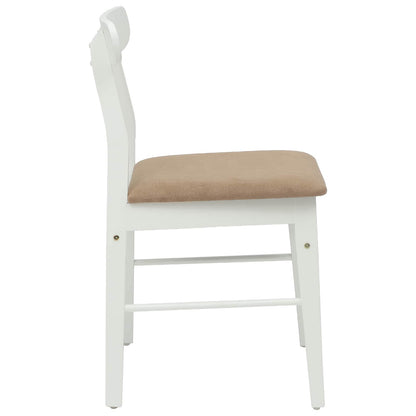 vidaXL Dining Chair 2 pcs White and Brown Solid Rubber Wood