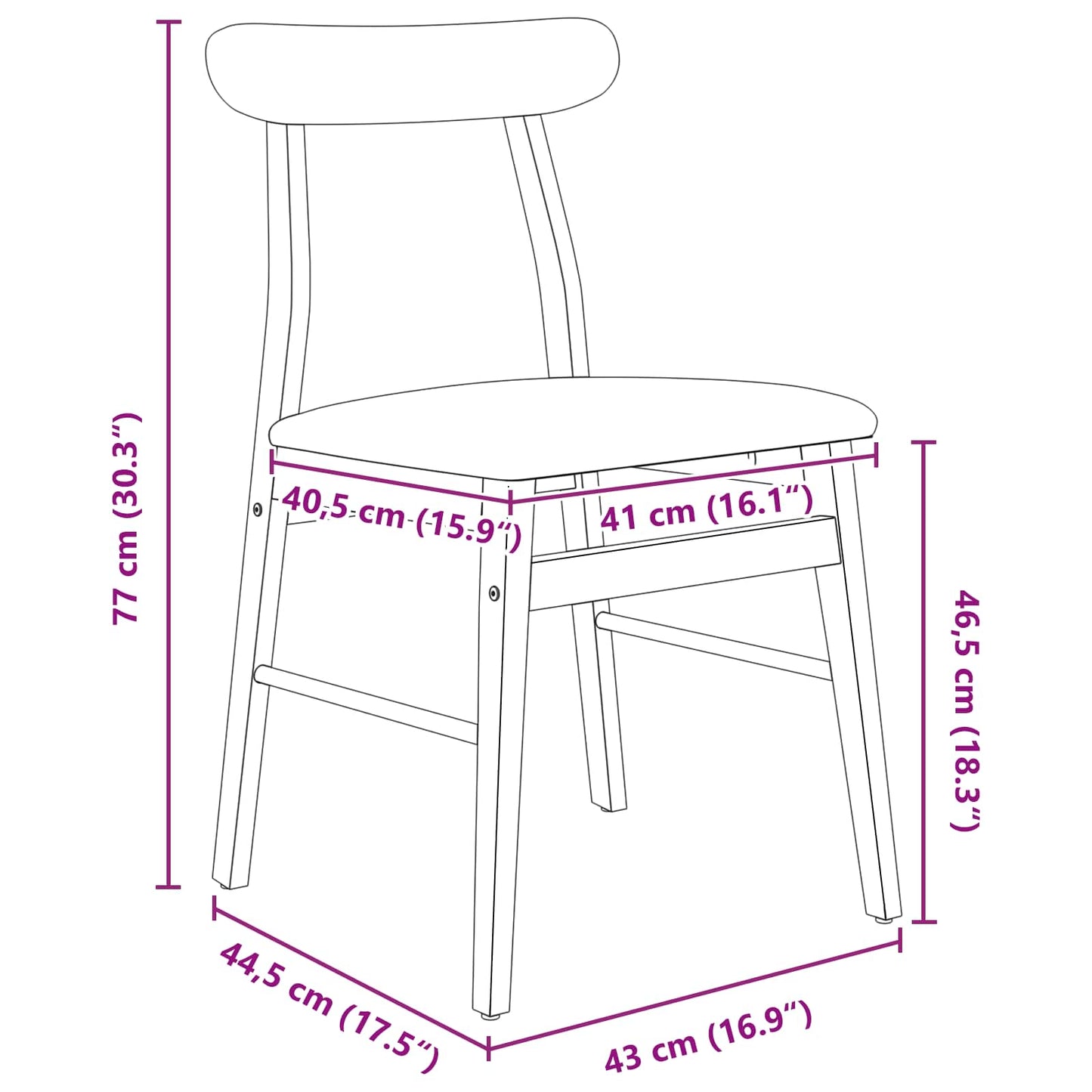 vidaXL Dining Chair 2 pcs White and Brown Solid Rubber Wood