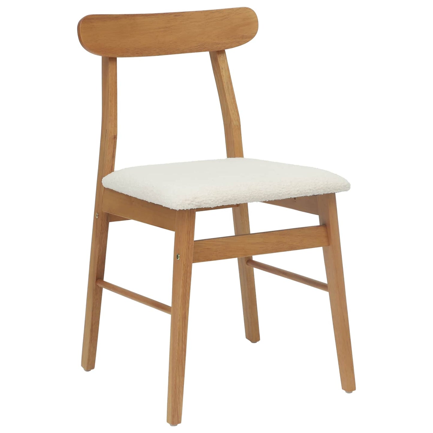 vidaXL Dining Chair 2 pcs Natural and Light Solid Rubber Wood