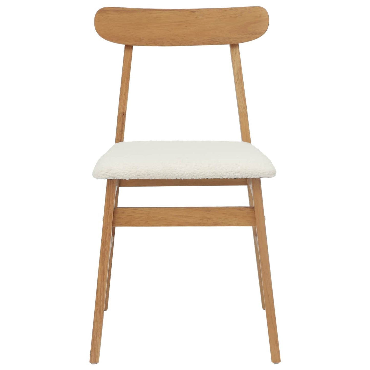 vidaXL Dining Chair 2 pcs Natural and Light Solid Rubber Wood