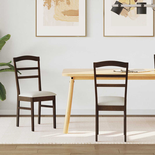 vidaXL Dining Chair 2 pcs Light Brown and Light Solid Rubber Wood