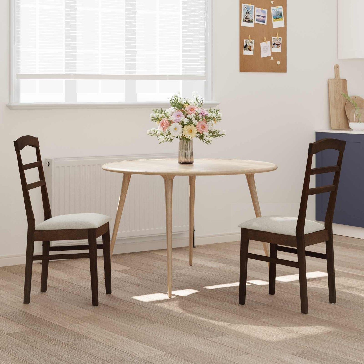 vidaXL Dining Chair 2 pcs Light Brown and Light Solid Rubber Wood