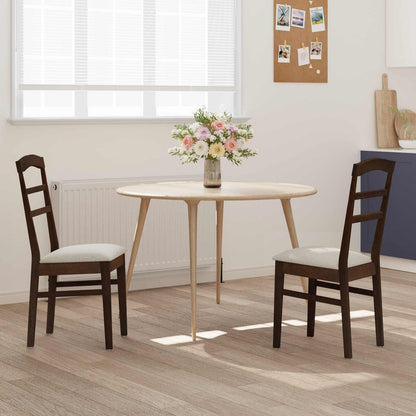 vidaXL Dining Chair 2 pcs Light Brown and Light Solid Rubber Wood