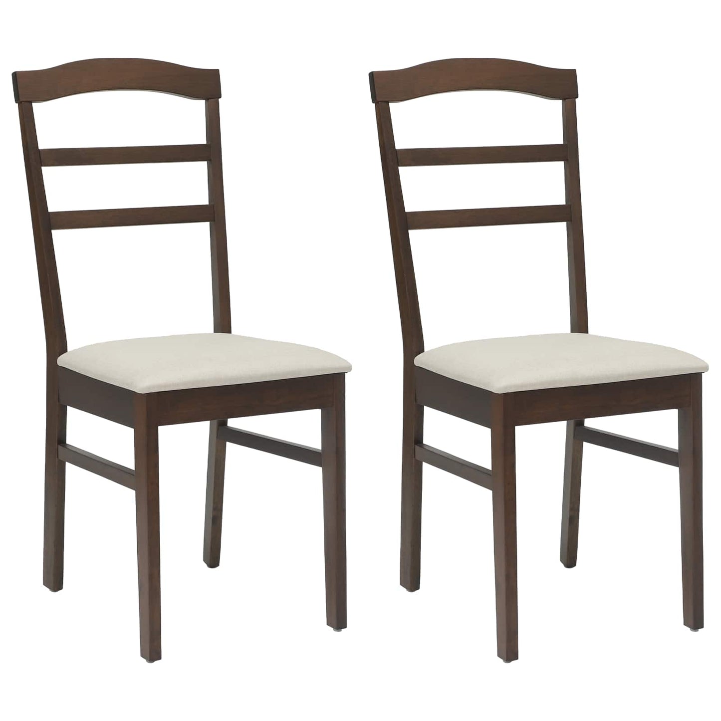 vidaXL Dining Chair 2 pcs Light Brown and Light Solid Rubber Wood
