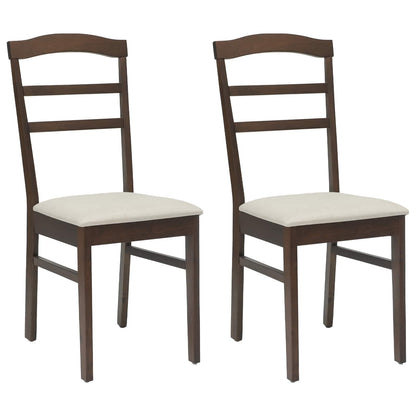vidaXL Dining Chair 2 pcs Light Brown and Light Solid Rubber Wood