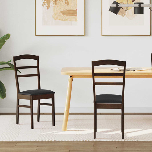 vidaXL Dining Chair 2 pcs Light Brown and Black Solid Rubber Wood
