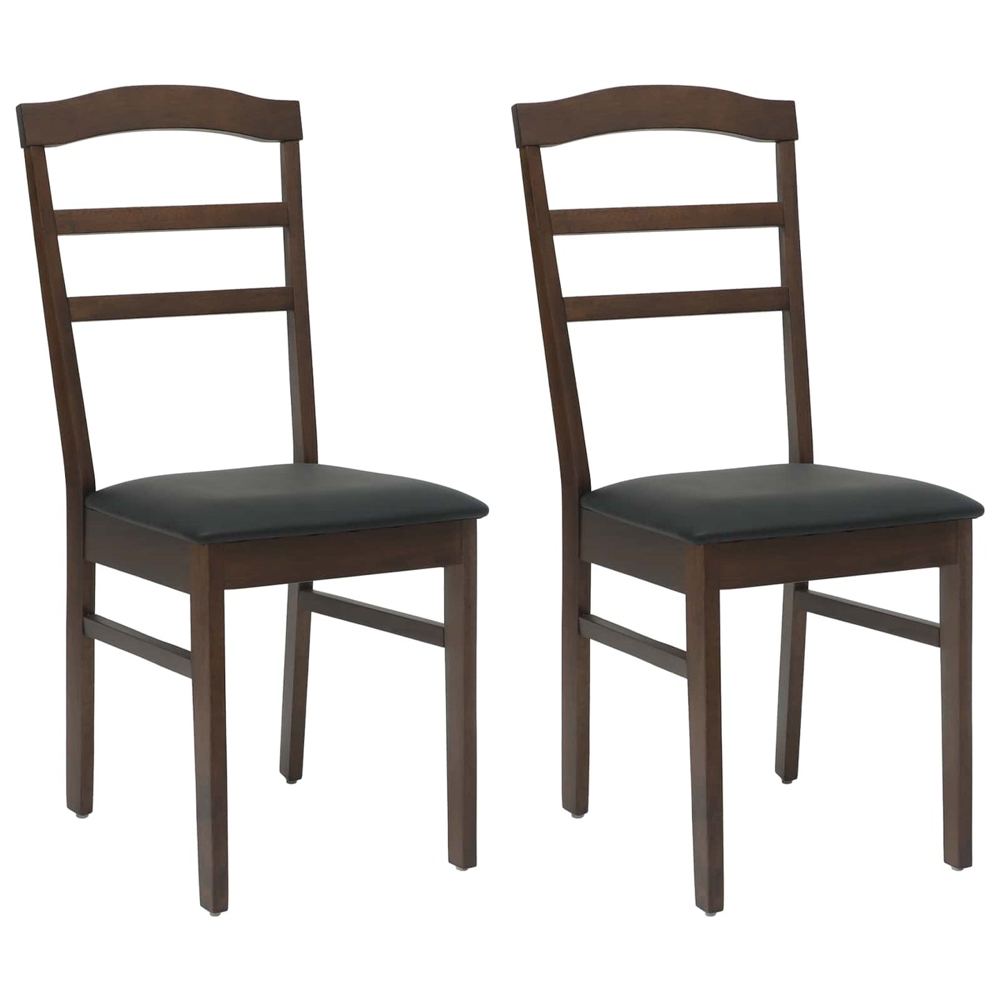 vidaXL Dining Chair 2 pcs Light Brown and Black Solid Rubber Wood