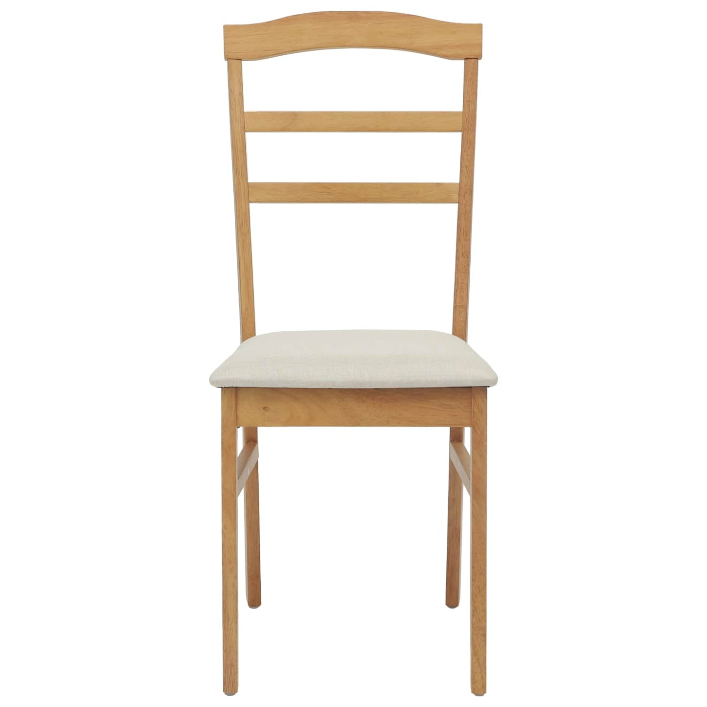 vidaXL Dining Chair 2 pcs Natural and Light Solid Rubber Wood