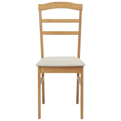 vidaXL Dining Chair 2 pcs Natural and Light Solid Rubber Wood