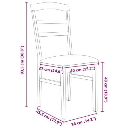 vidaXL Dining Chair 2 pcs Natural and Light Solid Rubber Wood