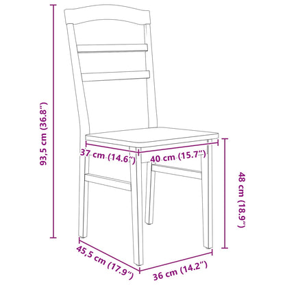 vidaXL Dining Chair 2 pcs Natural Solid Rubber Wood