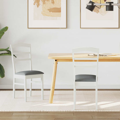 vidaXL Dining Chair 2 pcs White and Grey Solid Rubber Wood
