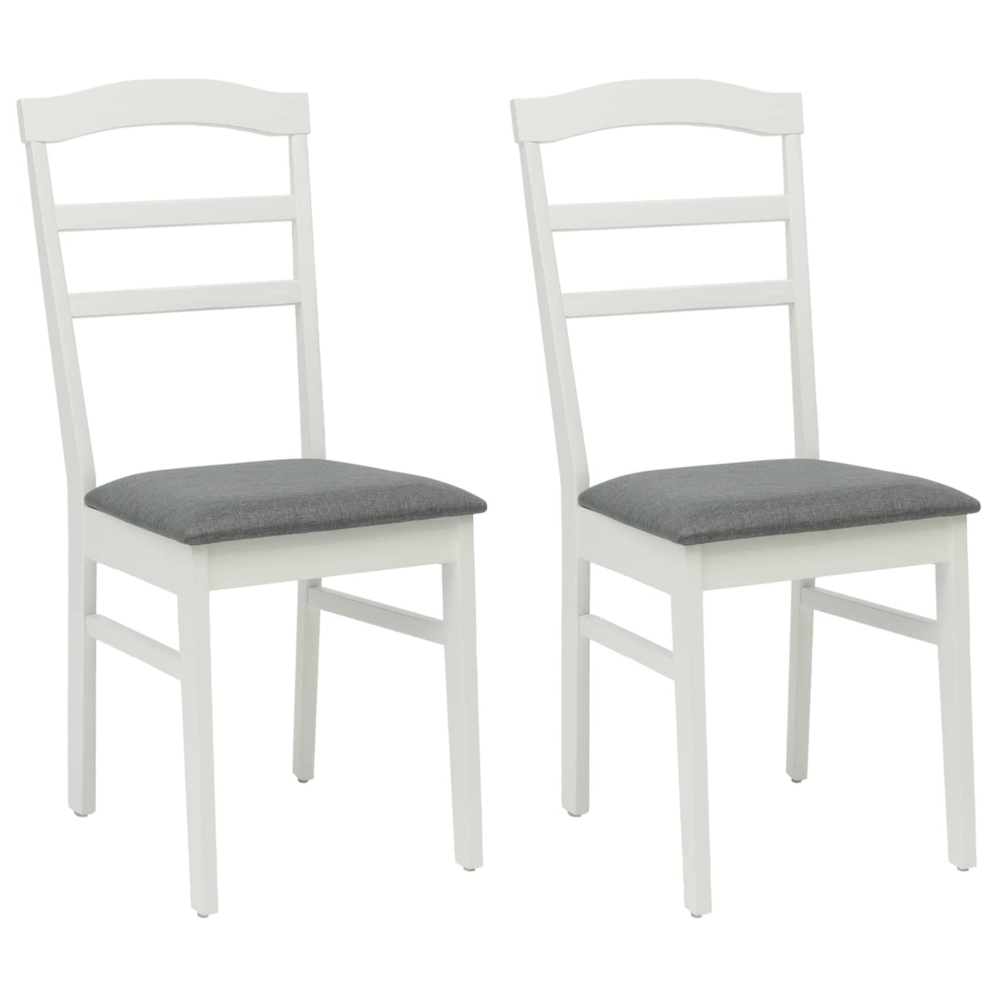 vidaXL Dining Chair 2 pcs White and Grey Solid Rubber Wood