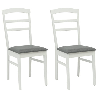 vidaXL Dining Chair 2 pcs White and Grey Solid Rubber Wood