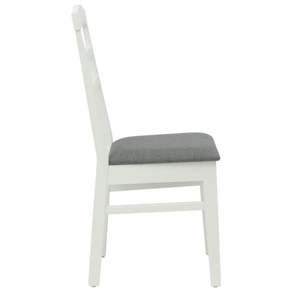 vidaXL Dining Chair 2 pcs White and Grey Solid Rubber Wood