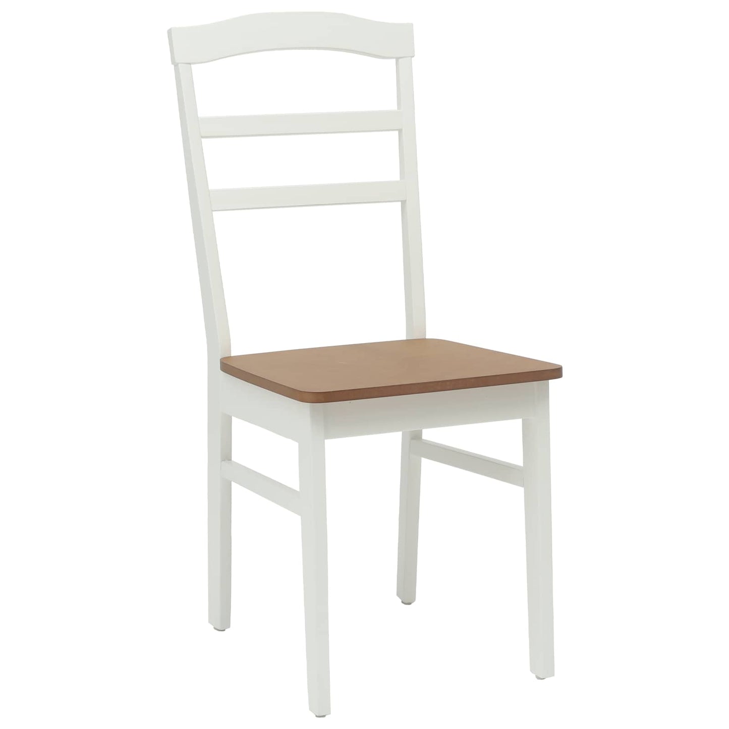 vidaXL Dining Chair 2 pcs White and Natural Solid Rubber Wood