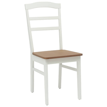 vidaXL Dining Chair 2 pcs White and Natural Solid Rubber Wood