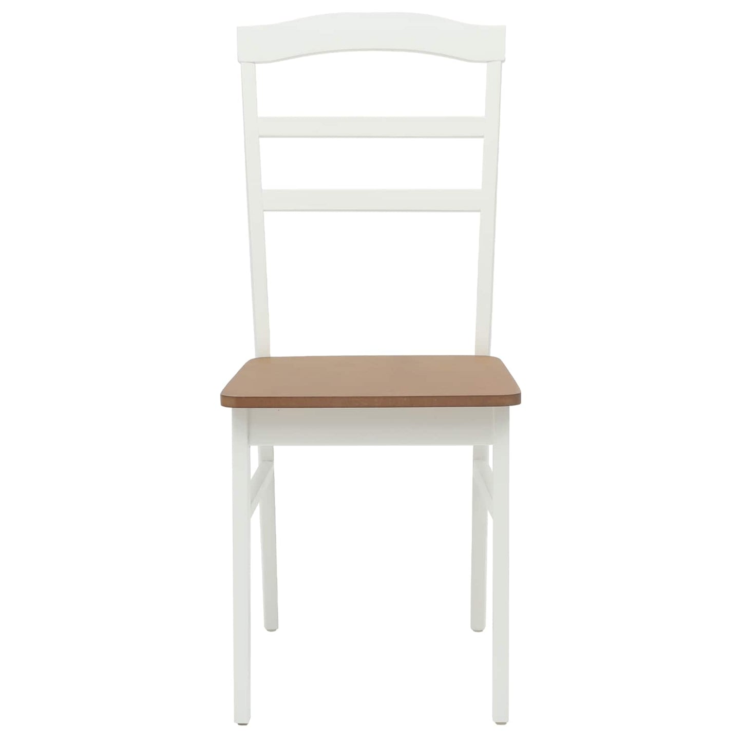 vidaXL Dining Chair 2 pcs White and Natural Solid Rubber Wood