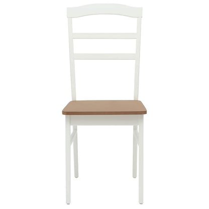 vidaXL Dining Chair 2 pcs White and Natural Solid Rubber Wood