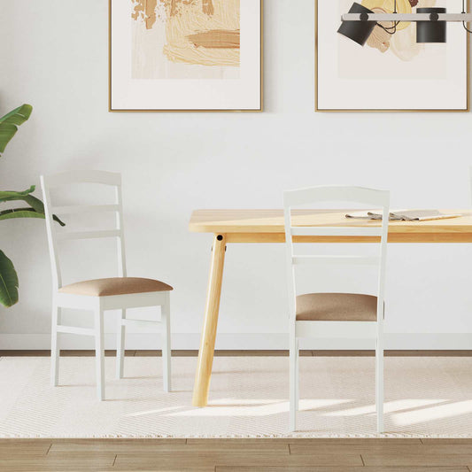vidaXL Dining Chair 2 pcs White and Brown Solid Rubber Wood