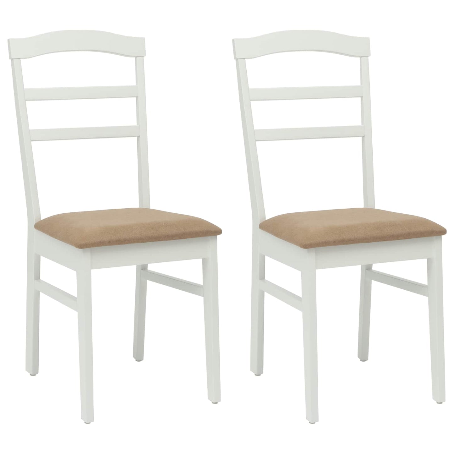 vidaXL Dining Chair 2 pcs White and Brown Solid Rubber Wood