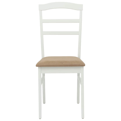vidaXL Dining Chair 2 pcs White and Brown Solid Rubber Wood