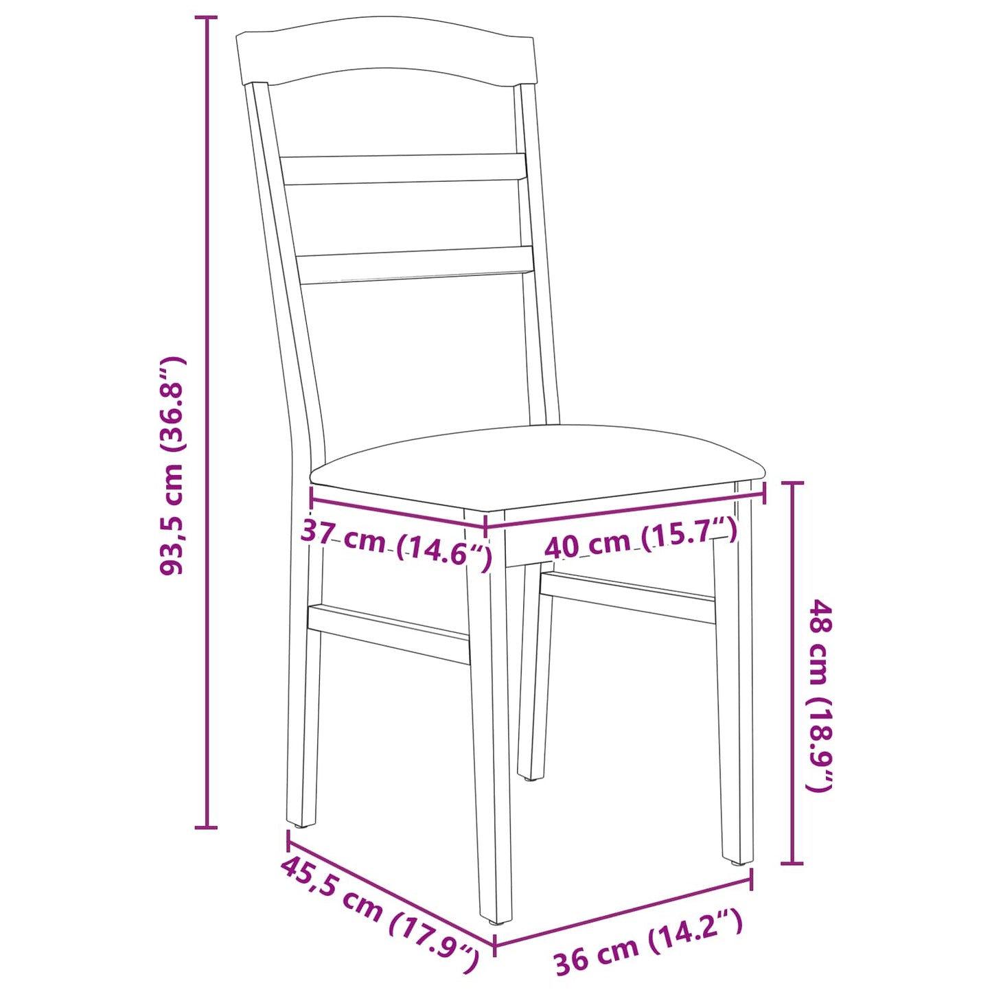 vidaXL Dining Chair 2 pcs White and Brown Solid Rubber Wood