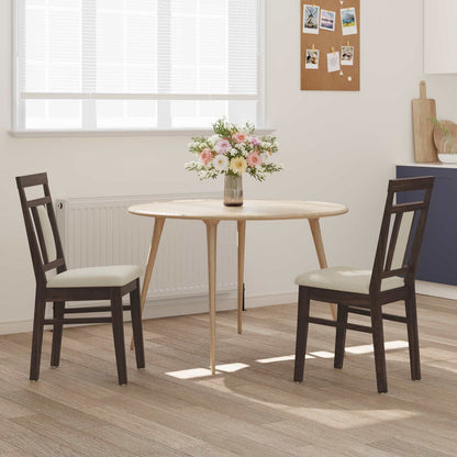vidaXL Dining Chair 2 pcs Light Brown and Light Solid Rubber Wood