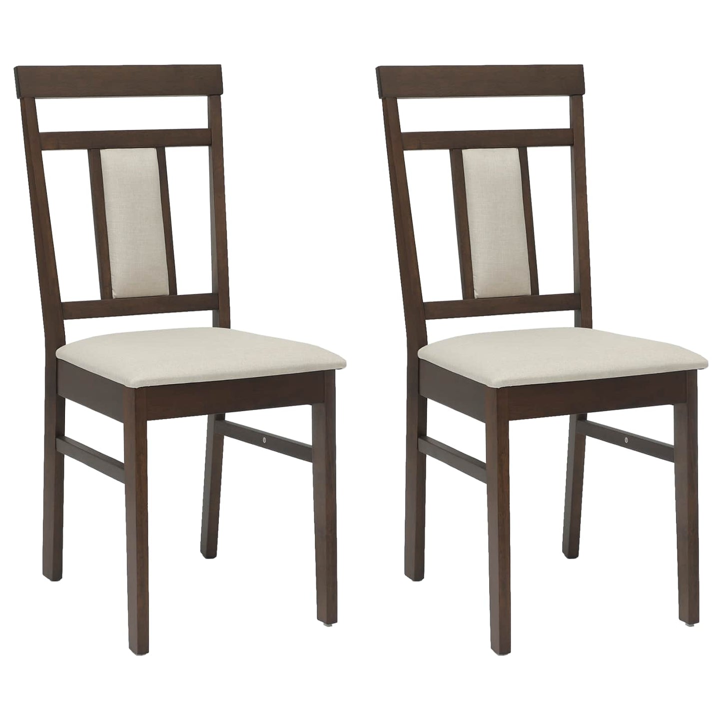 vidaXL Dining Chair 2 pcs Light Brown and Light Solid Rubber Wood