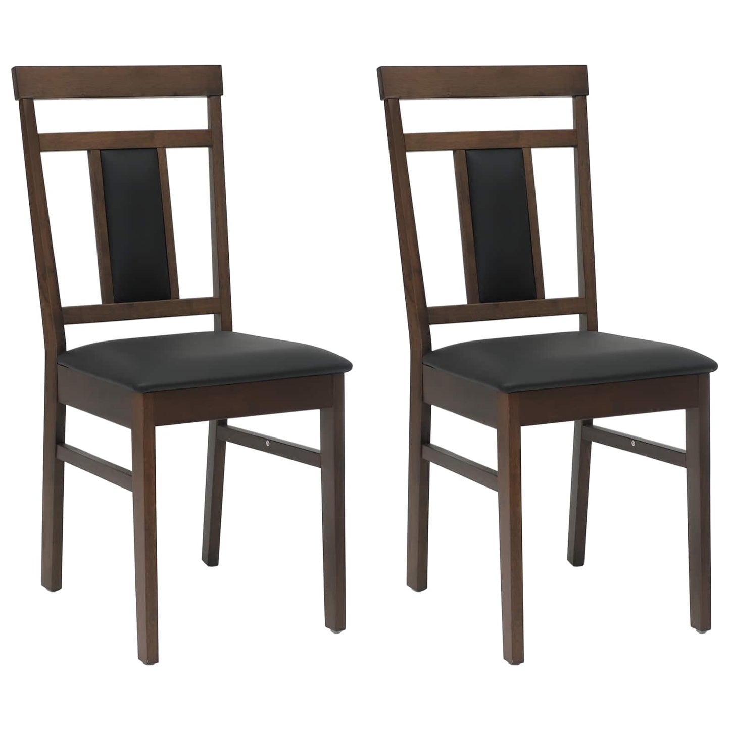 vidaXL Dining Chair 2 pcs Light Brown and Black Solid Rubber Wood