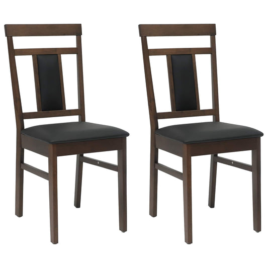 vidaXL Dining Chair 2 pcs Light Brown and Black Solid Rubber Wood