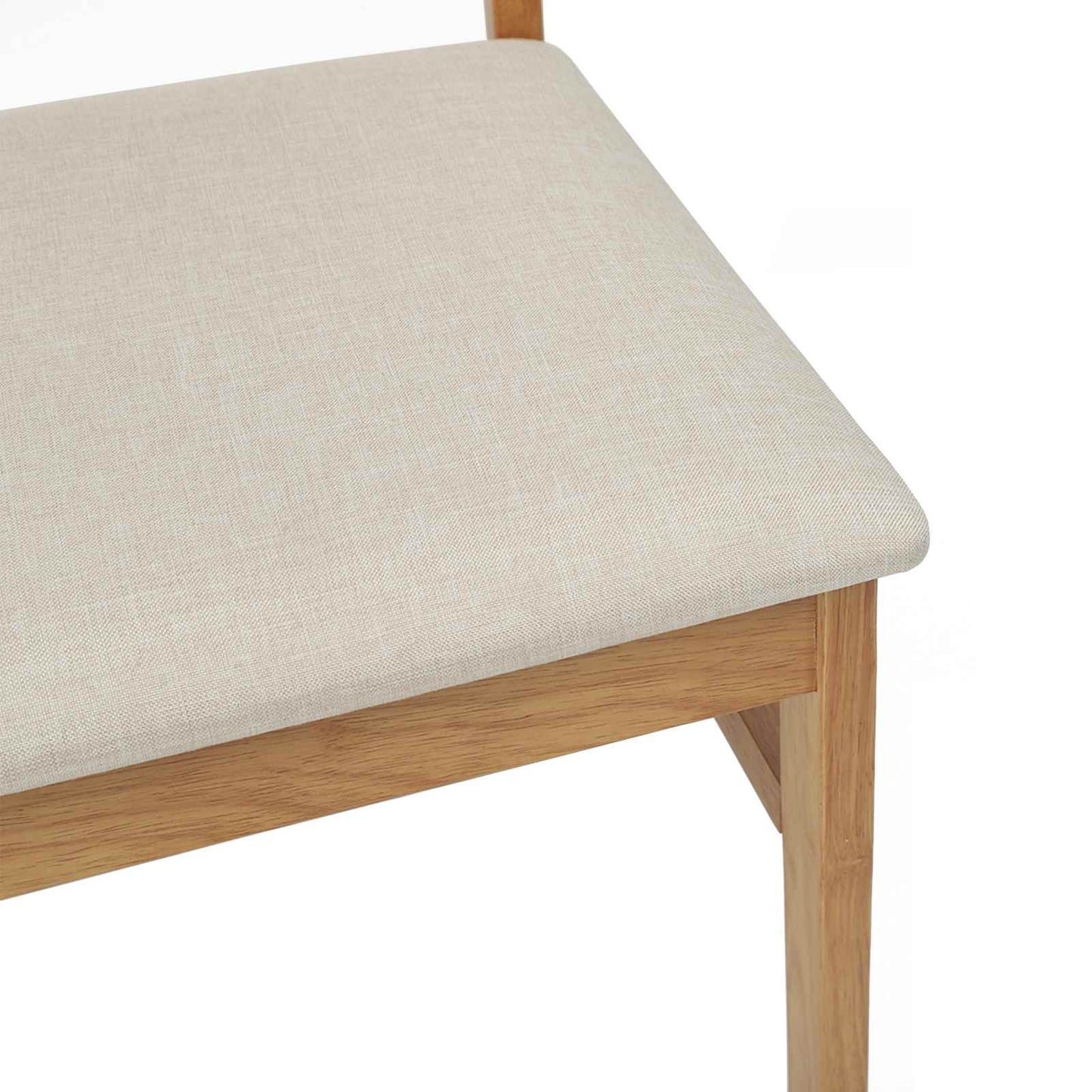 vidaXL Dining Chair 2 pcs Natural and Light Solid Rubber Wood