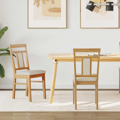 vidaXL Dining Chair 2 pcs Natural and Light Solid Rubber Wood