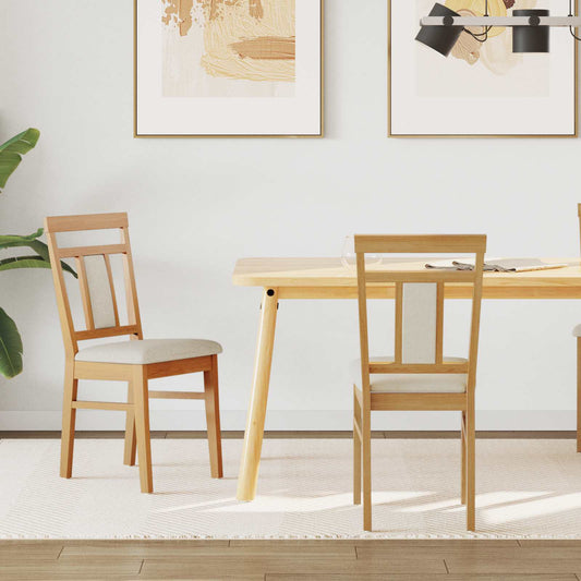 vidaXL Dining Chair 2 pcs Natural and Light Solid Rubber Wood