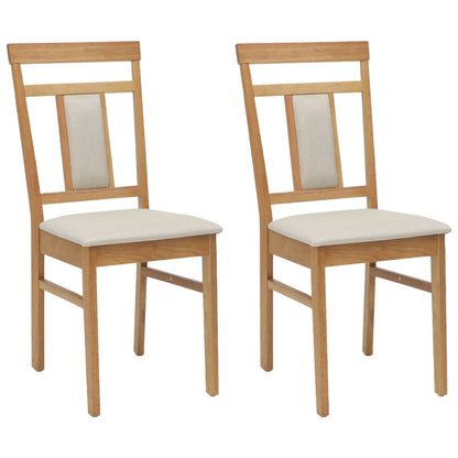 vidaXL Dining Chair 2 pcs Natural and Light Solid Rubber Wood