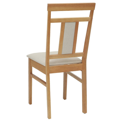vidaXL Dining Chair 2 pcs Natural and Light Solid Rubber Wood