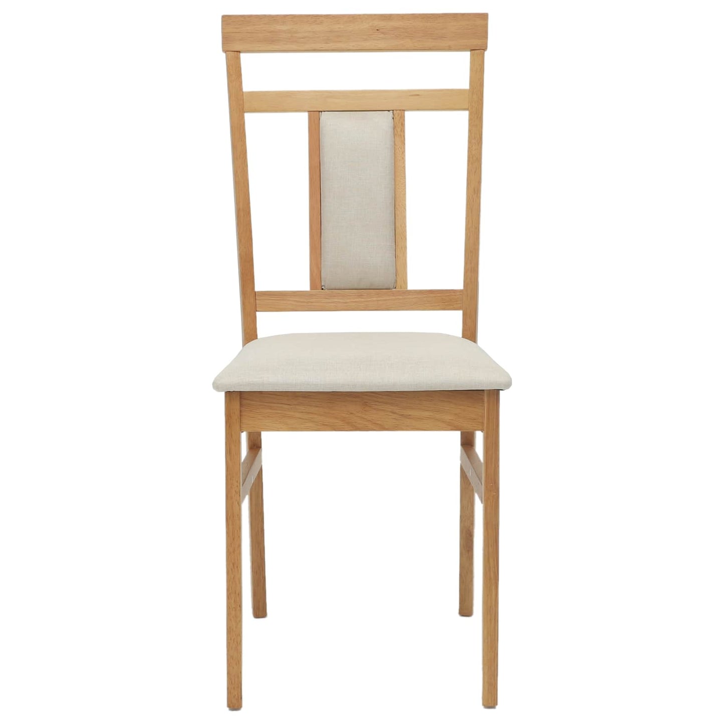 vidaXL Dining Chair 2 pcs Natural and Light Solid Rubber Wood
