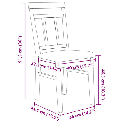vidaXL Dining Chair 2 pcs Natural and Light Solid Rubber Wood