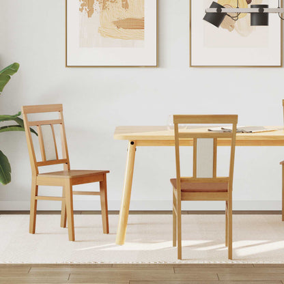 vidaXL Dining Chair 2 pcs Natural Solid Rubber Wood