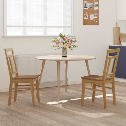 vidaXL Dining Chair 2 pcs Natural Solid Rubber Wood
