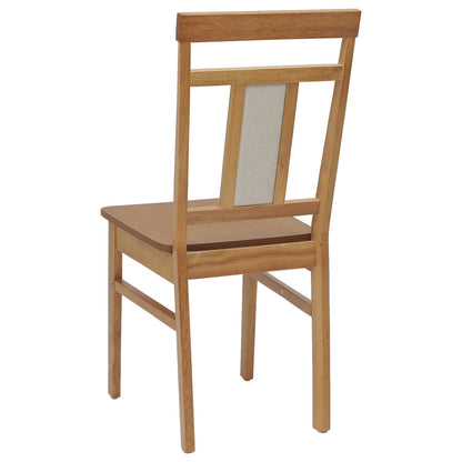 vidaXL Dining Chair 2 pcs Natural Solid Rubber Wood