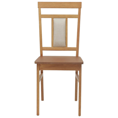 vidaXL Dining Chair 2 pcs Natural Solid Rubber Wood
