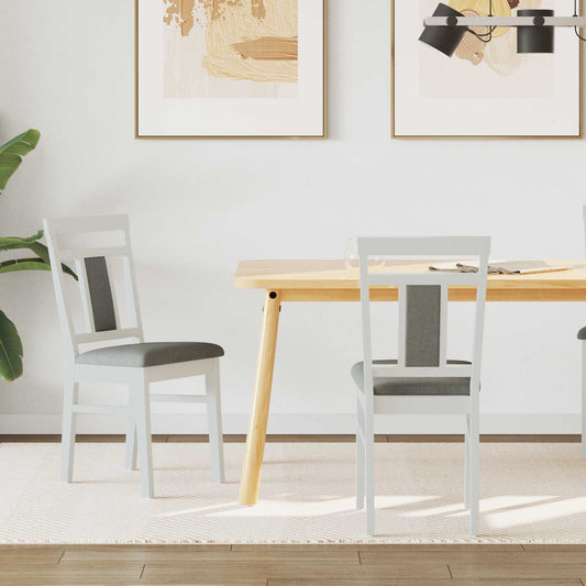 vidaXL Dining Chair 2 pcs White and Grey Solid Rubber Wood