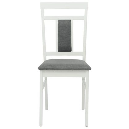 vidaXL Dining Chair 2 pcs White and Grey Solid Rubber Wood