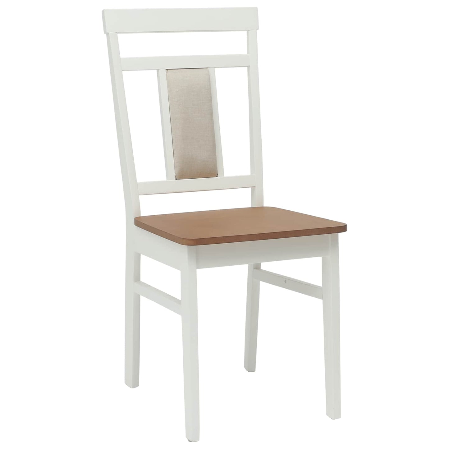 vidaXL Dining Chair 2 pcs White and Natural Solid Rubber Wood