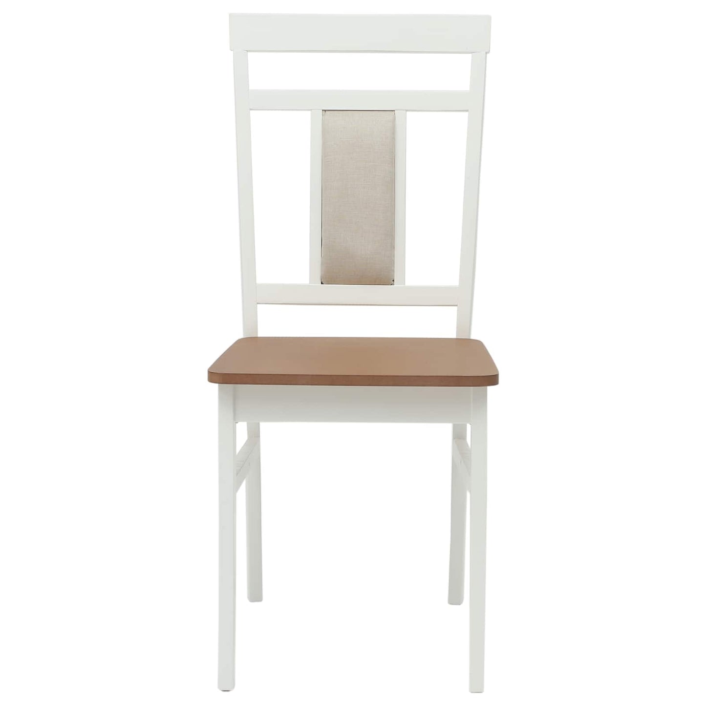 vidaXL Dining Chair 2 pcs White and Natural Solid Rubber Wood